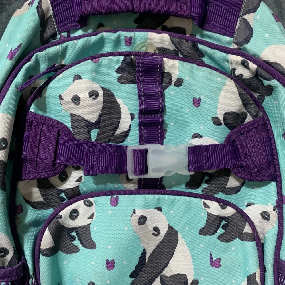 Pottery Barn Kids Backpack Unisex Kids Mackenzie Panda Bear Teal Purple Flaw